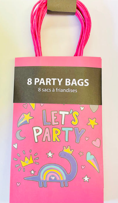 Paper Party Loot Bags - Pink Dinosaur