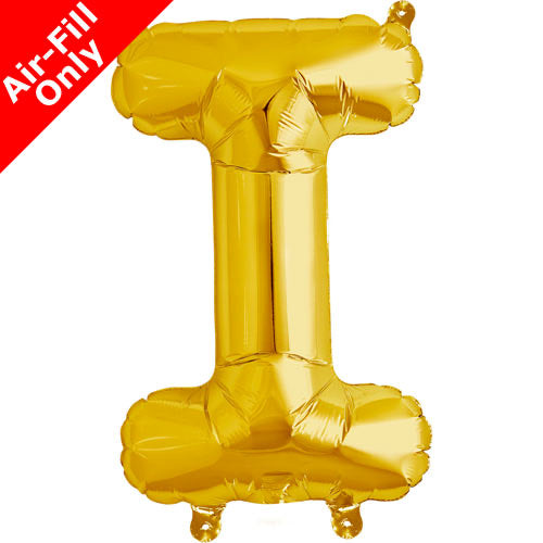 Mini Air Fill  Letter 'I' Foil Balloon - Gold - The Ultimate Balloon & Party Shop