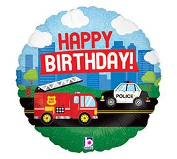 18” Emergency Vehicle Birthday Balloon