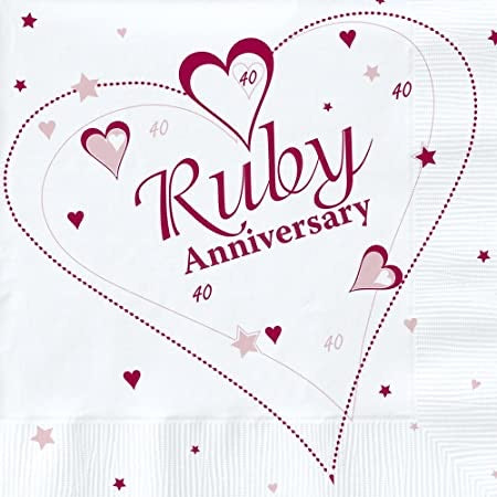 40th Ruby Anniversary Napkins - The Ultimate Balloon & Party Shop