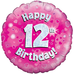 18" Foil Age 12 Balloon - Pink - The Ultimate Balloon & Party Shop