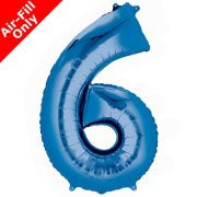 Mini Air Fill Number 6 Foil Balloon - Blue