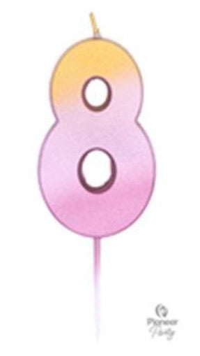 Ombre Wax Number 8 Candle - Rose Gold - The Ultimate Balloon & Party Shop