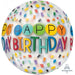 Orb Happy Birthday Foil Balloon - Clear Bright - The Ultimate Balloon & Party Shop