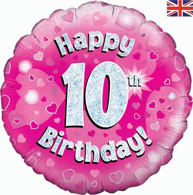 18" Foil Age 10 Balloon - Pink Glitz