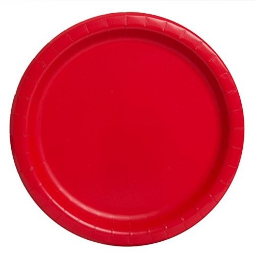 Round Paper Plates - Ruby Red