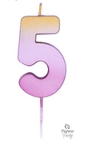 Ombre Wax Number 5 Candle - Rose Gold - The Ultimate Balloon & Party Shop