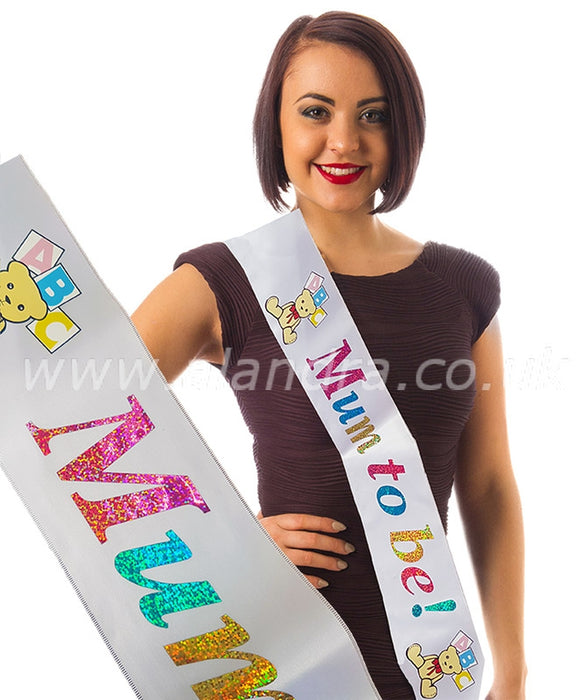 Mum To Be Sash - White