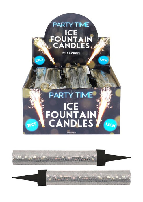 Ice Fountain Candles - Silver (2pk)