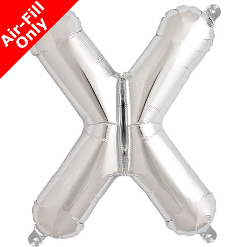 Mini Air Fill  Letter 'X' Foil Balloon - Silver - The Ultimate Balloon & Party Shop