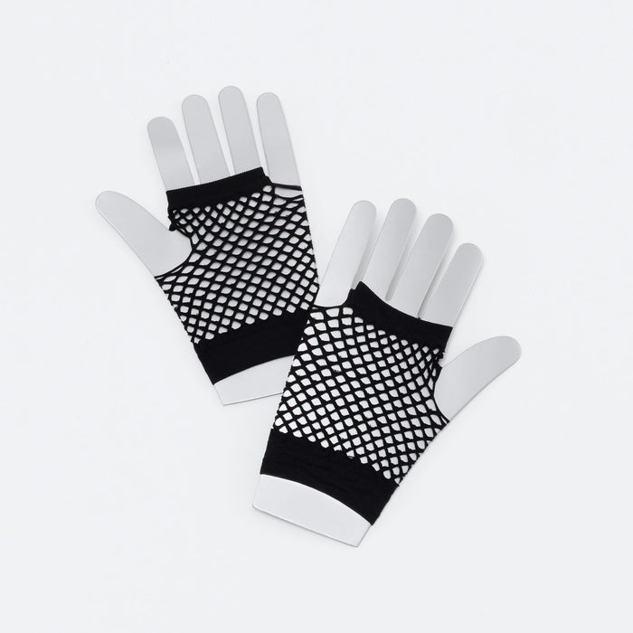 Fingerless Fishnet Gloves - Black