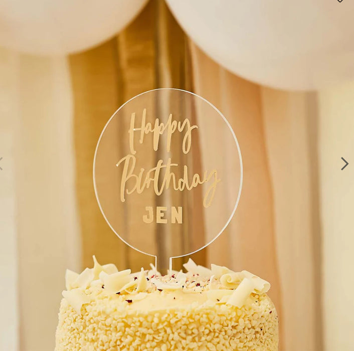 Personalised Acrylic Cake Topper - Gold