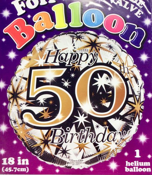 18" Foil Age 50 Balloon - Silver/Gold