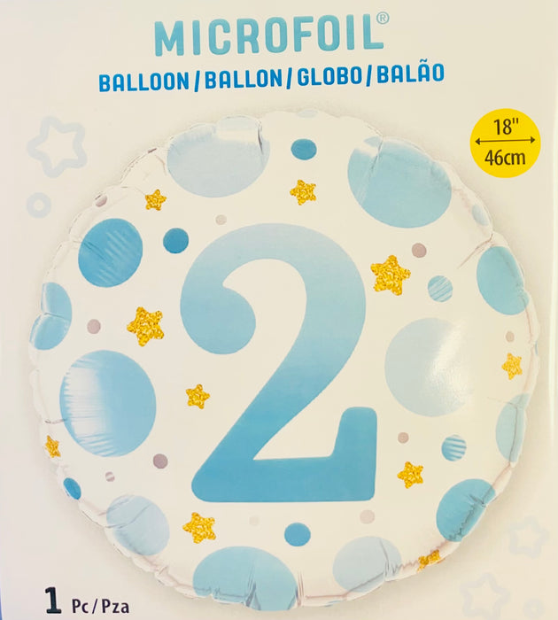 18" Foil Age 2 Balloon - Blue Spots