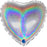 Heart Glitter Holographic Foil Balloon - Silver