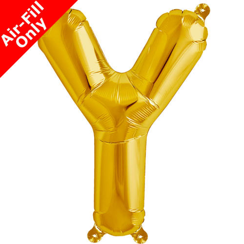 Mini Air Fill  Letter 'Y' Foil Balloon - Gold - The Ultimate Balloon & Party Shop