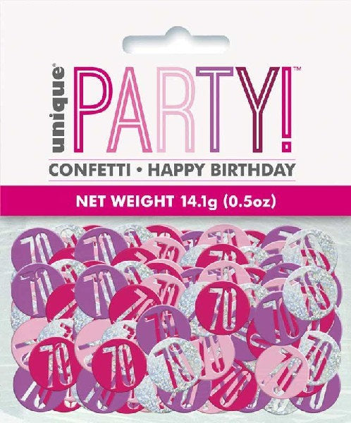 Birthday Table Confetti - Various Ages - Pink