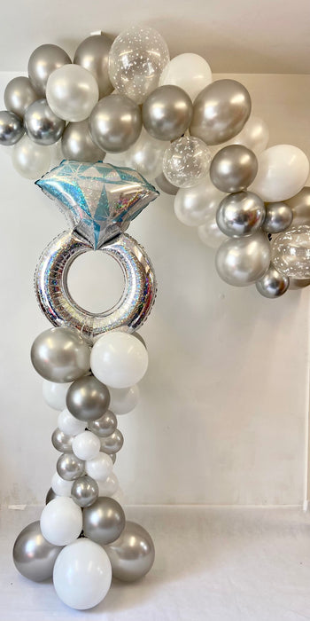 Organic Balloon Garland - White & Silver