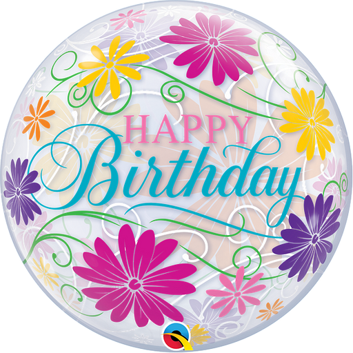 Qualatex Happy Birthday Bubble Balloon -  Floral - The Ultimate Balloon & Party Shop