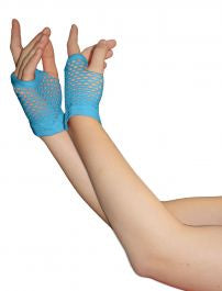 Fingerless Fishnet Gloves - Light Blue