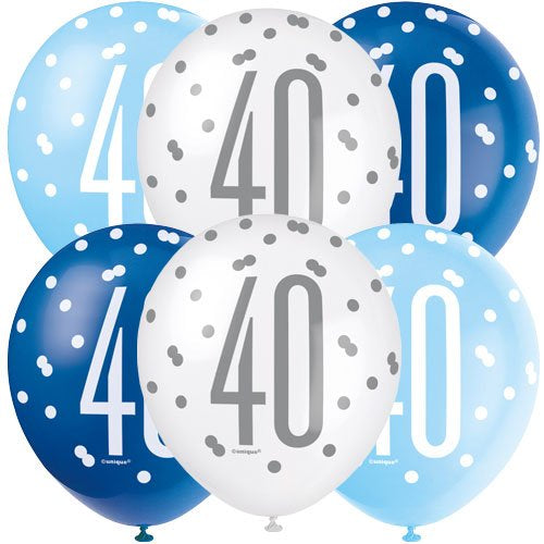 Age 40 Asst Birthday Balloons 6 Pack