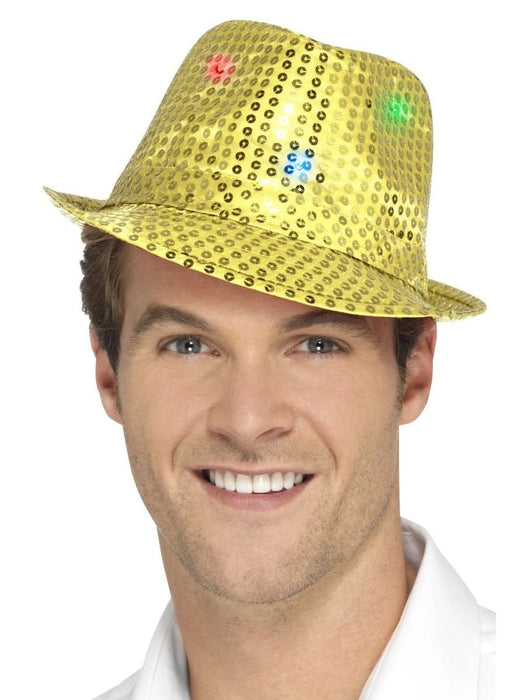 Light Up Sequin Trilby - Gold - The Ultimate Balloon & Party Shop