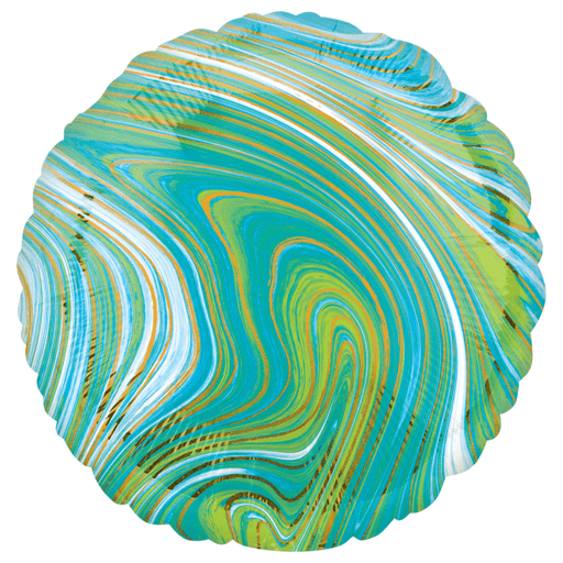 Marblez Foil Circle Balloon - Green/Blue