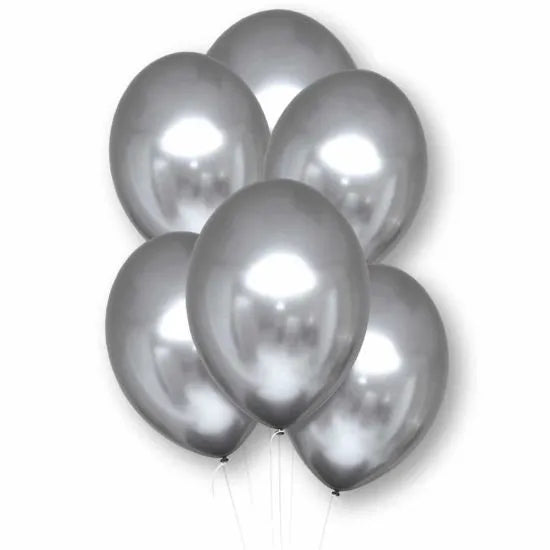 Latex Plain Balloons - Silver Satin Luxe (10pk)