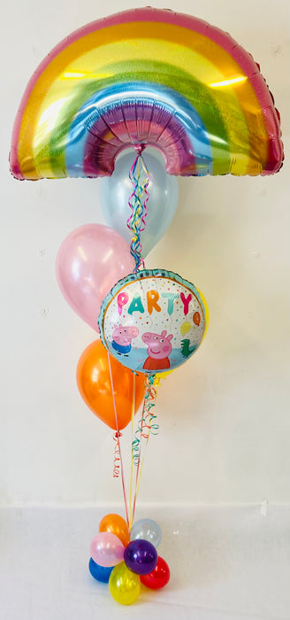 Rainbow Peppa Pig Themed Balloon Display - The Ultimate Balloon & Party Shop