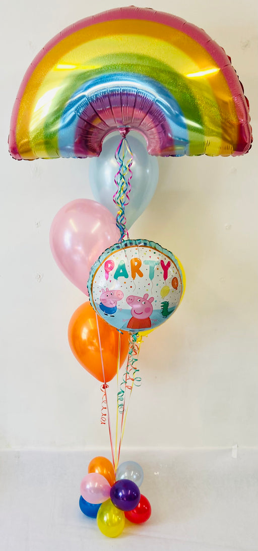Rainbow Peppa Pig Themed Balloon Display - The Ultimate Balloon & Party Shop