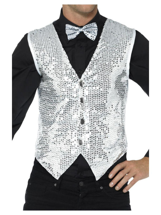 Sequin Men’s Waistcoat - Silver