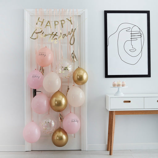 Happy Birthday Door Decoration Kit - Pink/Gold