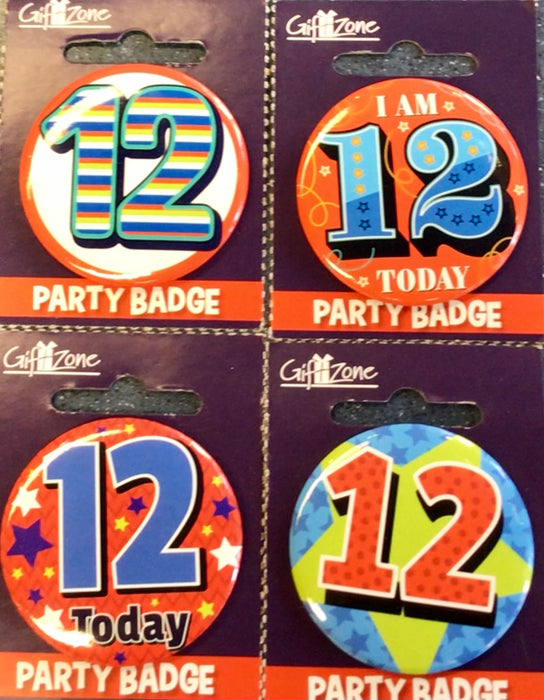 Age 12 birthday badges