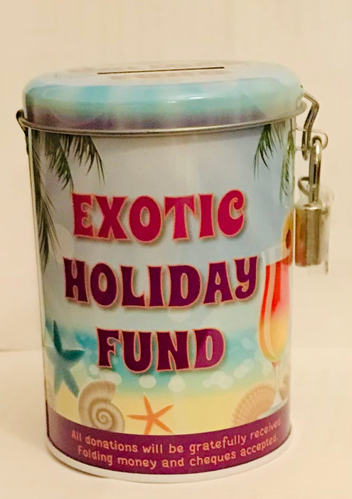 Tin Money Box - Exotic Holiday Fund