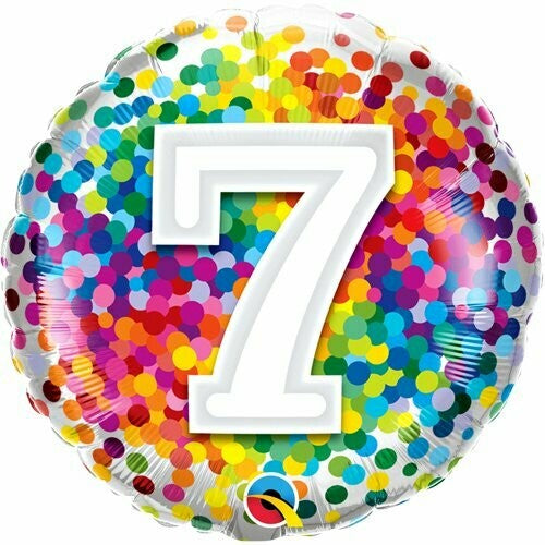18" Foil Age 7 Rainbow Balloon.