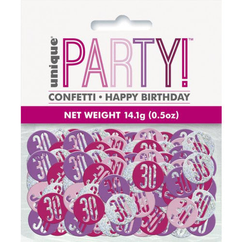 Birthday Table Confetti - Various Ages - Pink