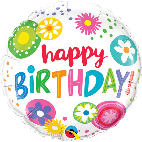 18" Foil Happy Birthday - Bright Flowers