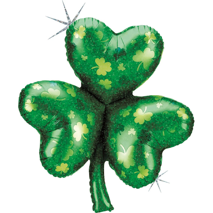 35” Holographic Shamrock Large Foil Balloon