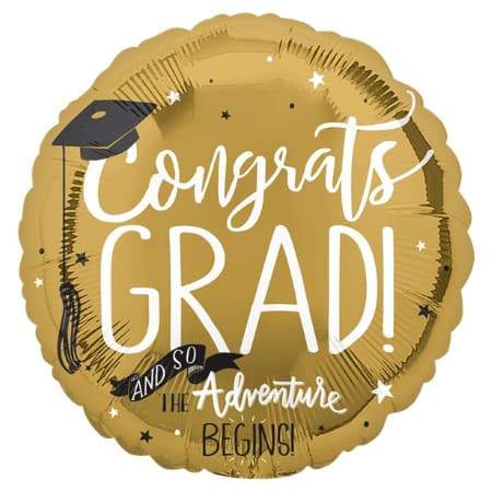 18" Foil Congrats Grad Gold Balloon
