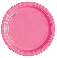 Round Paper Plates - Hot Pink