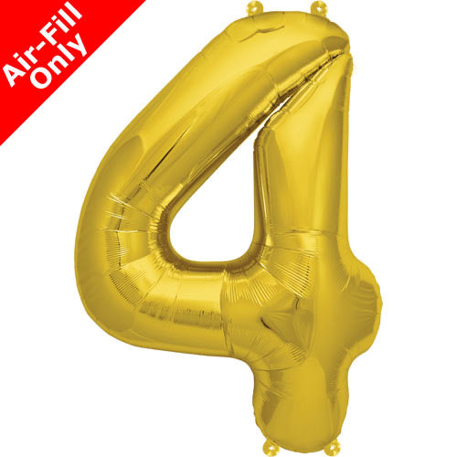 Mini Air Fill Number 4 Foil Balloon Gold - The Ultimate Balloon & Party Shop