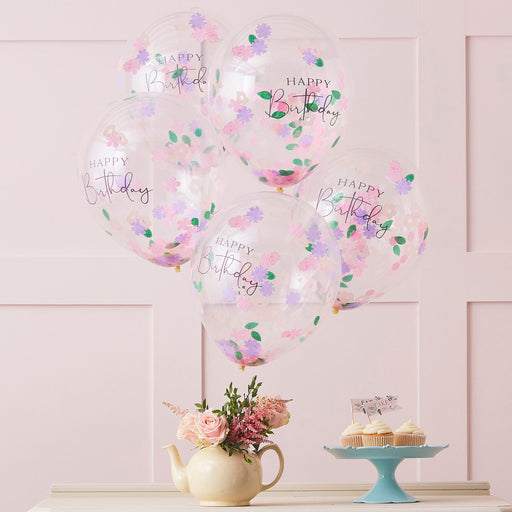 Floral Confetti Birthday Balloons