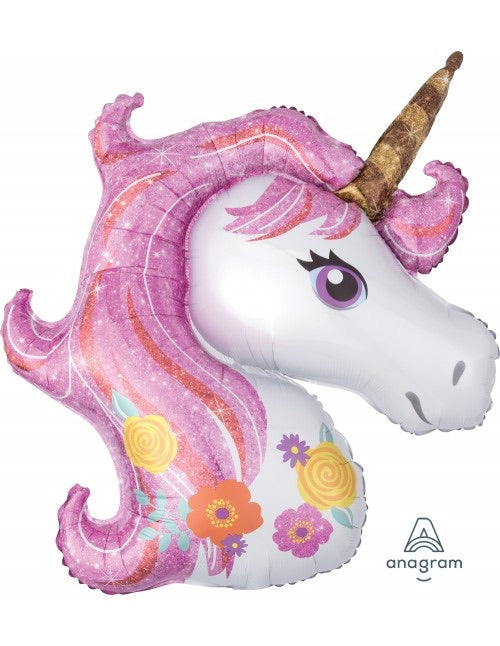 Unicorn Head Super Shape Foil Balloon - Pink - The Ultimate Balloon & Party Shop