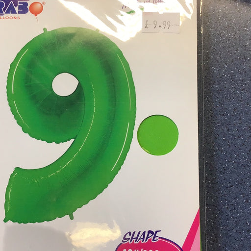 Number 9 Foil Balloon Lime Green