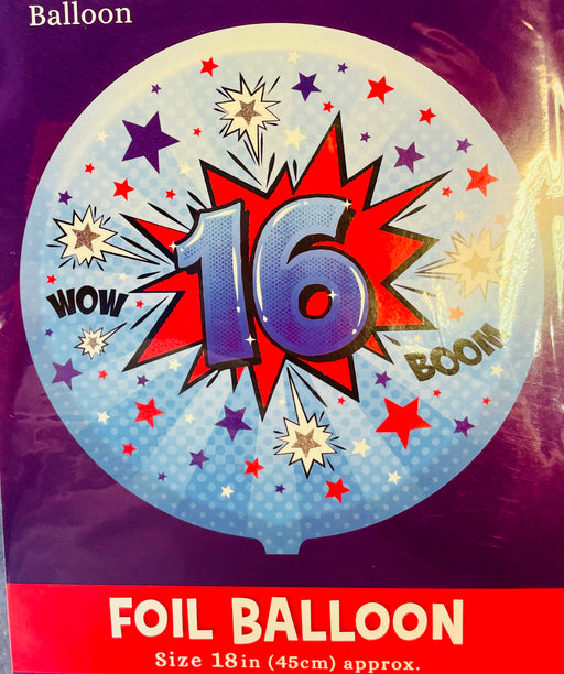 18" Foil Age 16 Balloon - Stars
