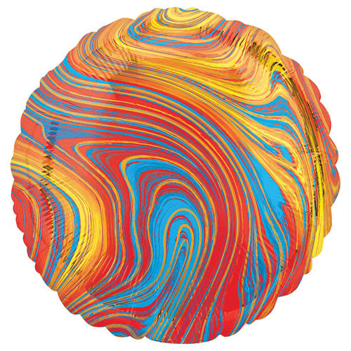 18" Foil Round Balloon - Orange/Red Marblez - The Ultimate Balloon & Party Shop