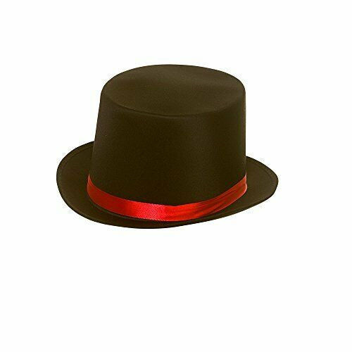 Black Satin Top Hat with red trim