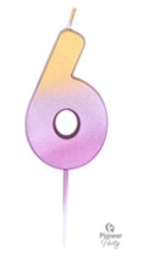 Ombre Wax Number 6 Candle - Rose Gold - The Ultimate Balloon & Party Shop