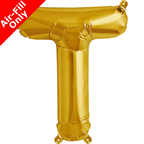 Mini Air Fill  Letter 'T' Foil Balloon - Gold - The Ultimate Balloon & Party Shop