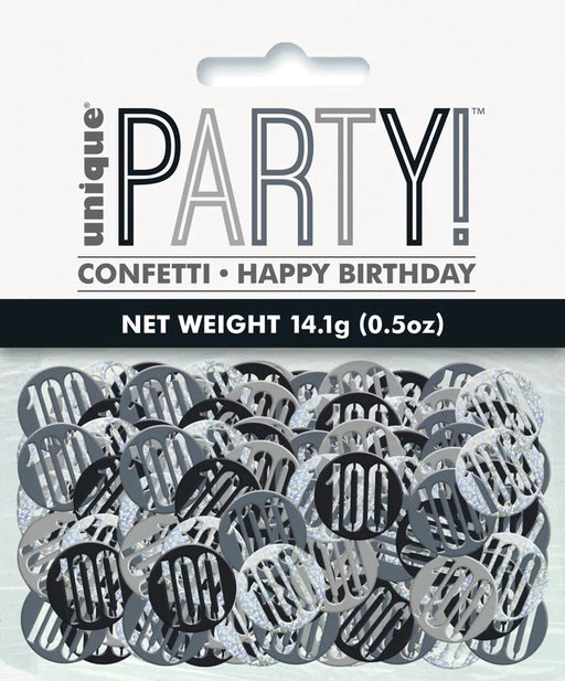 Age 100 Table Confetti- Black & Silver